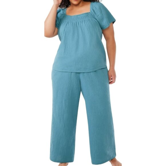 Teal Top 100% Cotton Sleep Shirt Lounge Summer Woman's 2XL JH1731 - Picture 7 of 7